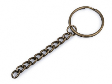 Schlüsselring Ø25 mm mit Kette, altmessing
